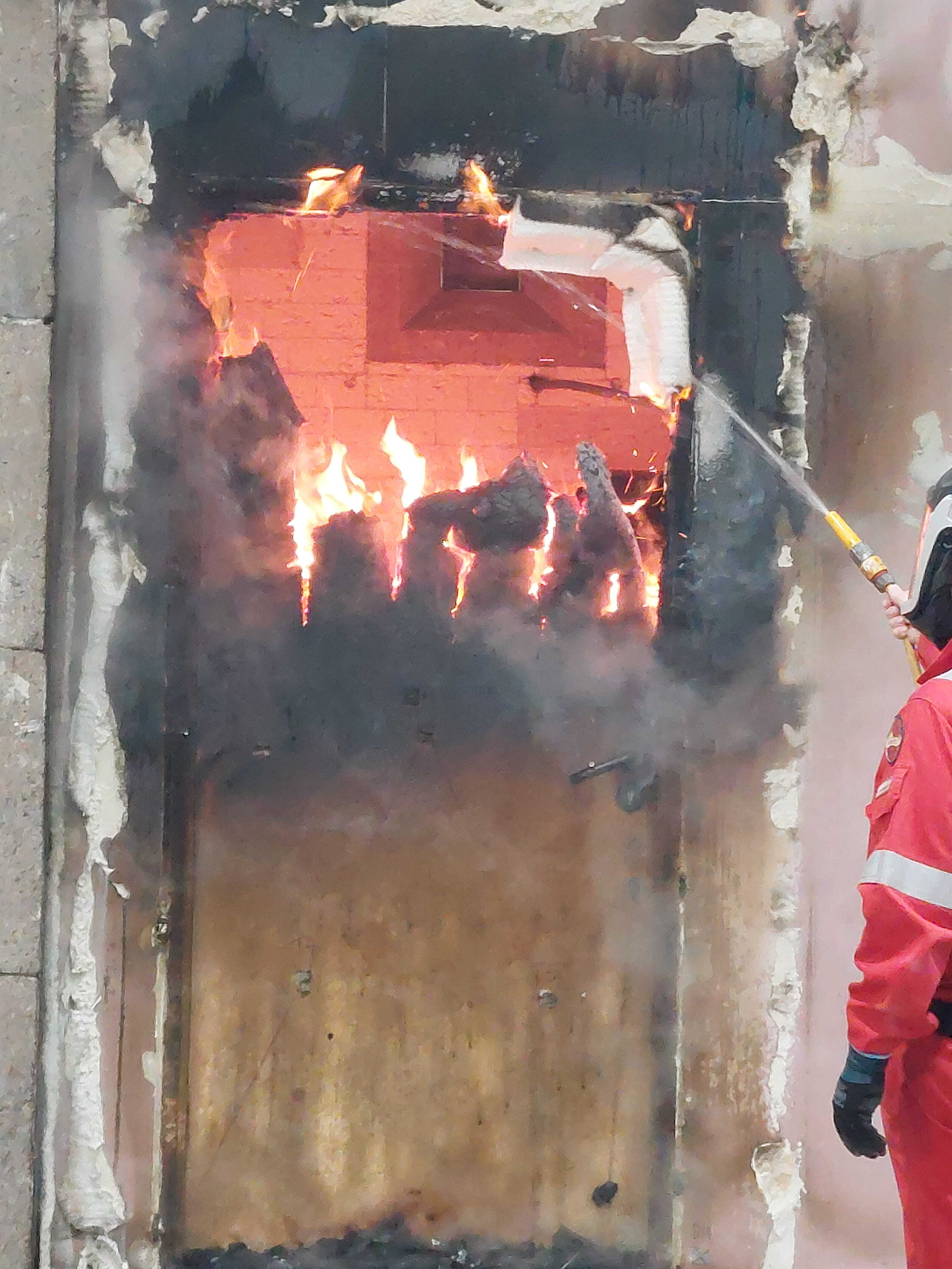 A fire door currently being tested for fire proof with Blue60 products.